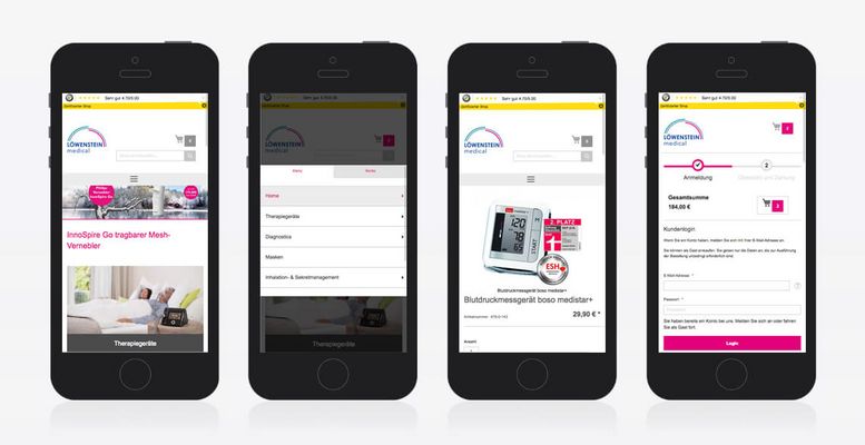 Online-Shop Löwenstein Medical Homecare Mobile Darstellung Online-Shop Löwenstein Medical Homecare Mobile Darstellung